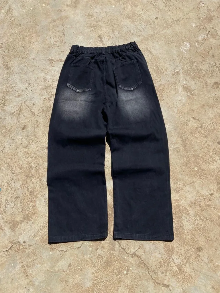 Y2K Wide Leg Baggy Denim | B K ? M Cargo Pockets | Wallet Chain | Cyber Goth