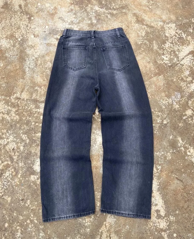 Y2K Barrel Leg Jeans - Washed Black | Adjustable Waist | Horseshoe Fit