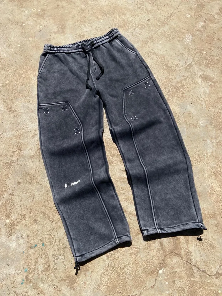 Acid Wash Baggy Tech Sweatpants | BJHG Star Embroidery | Toggle Ankles | Archive