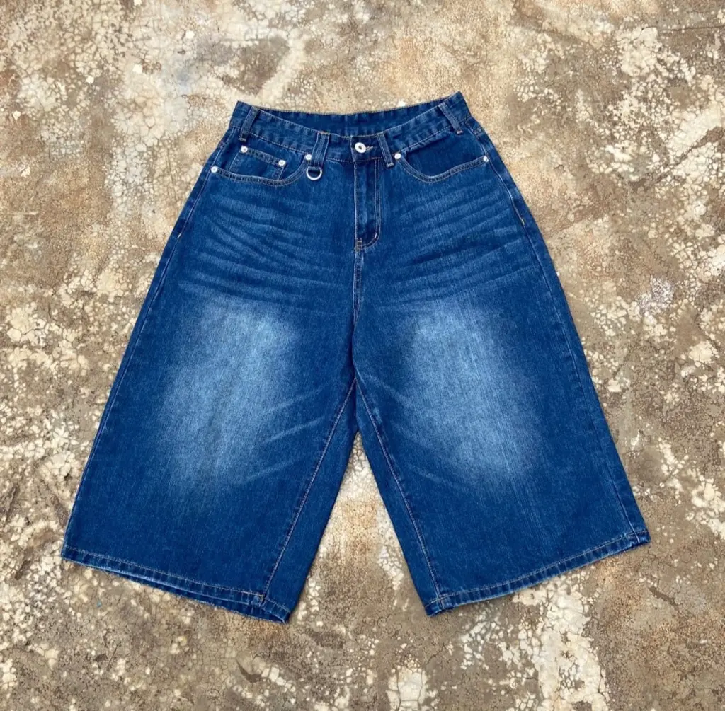 Vintage Wide-Leg Denim Jorts in Dark Indigo