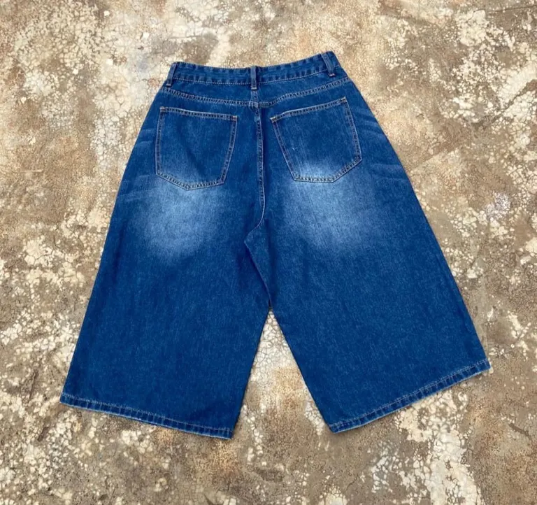 Vintage Wide-Leg Denim Jorts in Dark Indigo