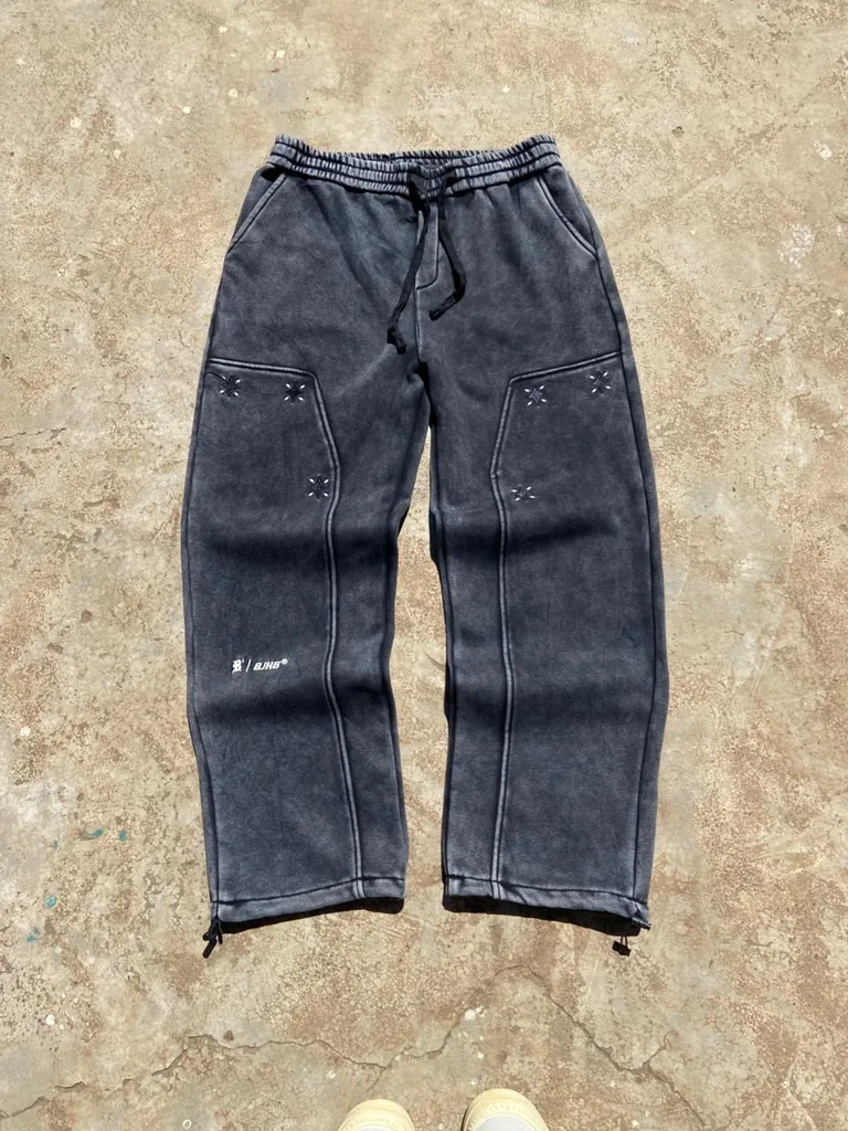 Acid Wash Baggy Tech Sweatpants | BJHG Star Embroidery | Toggle Ankles | Archive