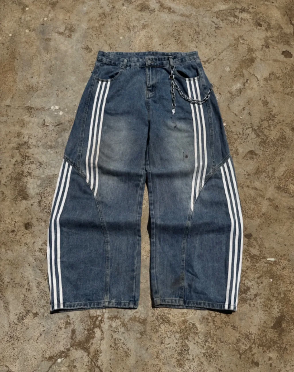 Vintage Washed Denim Horseshoe Jeans