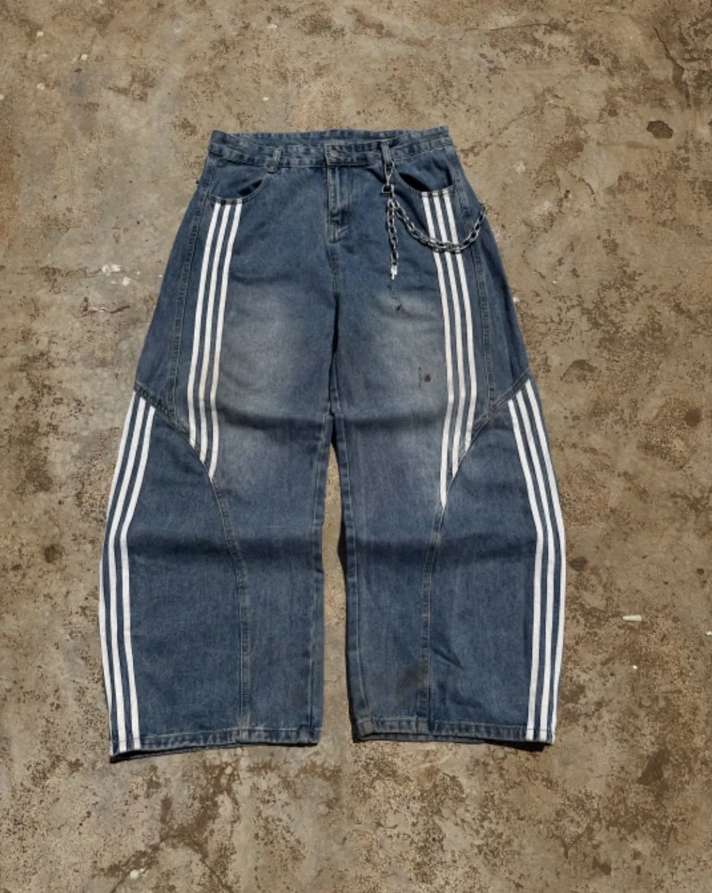 Vintage Washed Denim Horseshoe Jeans