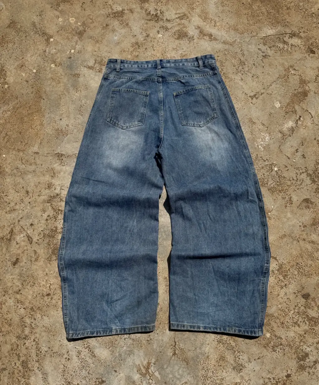 Vintage Washed Denim Horseshoe Jeans