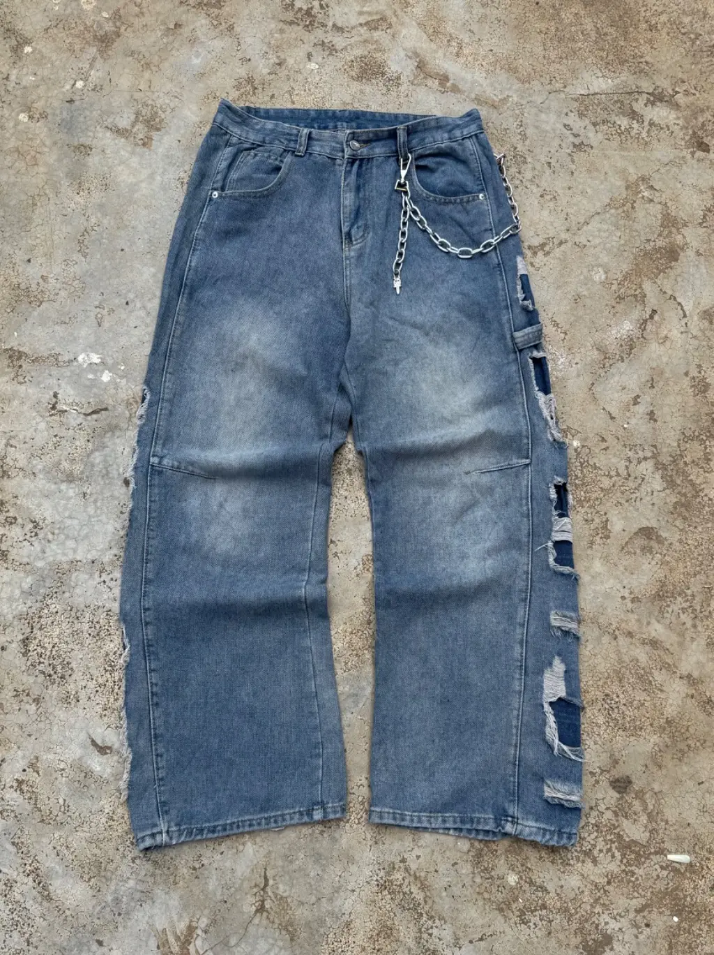 Vintage Distressed Carpenter Wide Leg Jeans