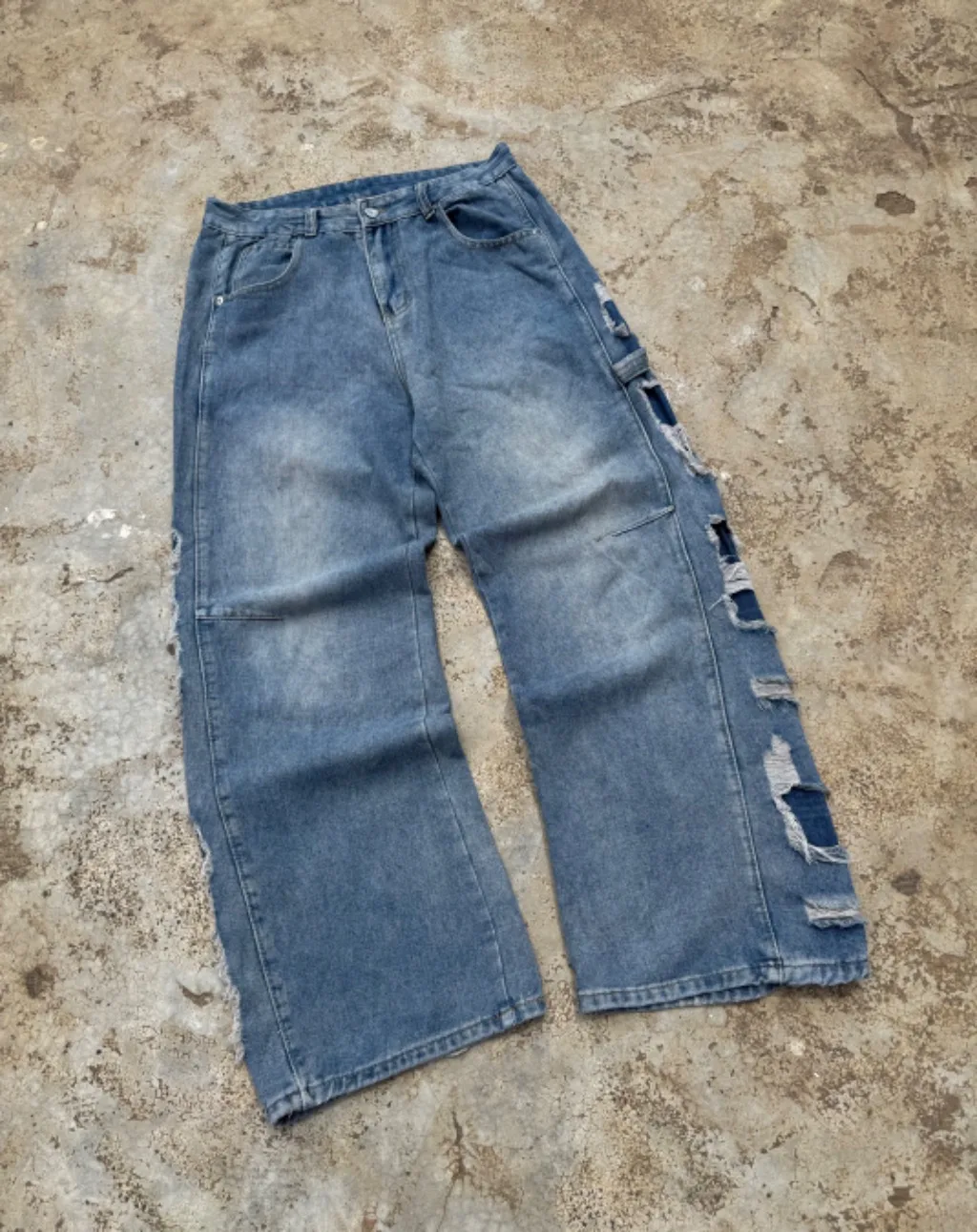Vintage Distressed Carpenter Wide Leg Jeans
