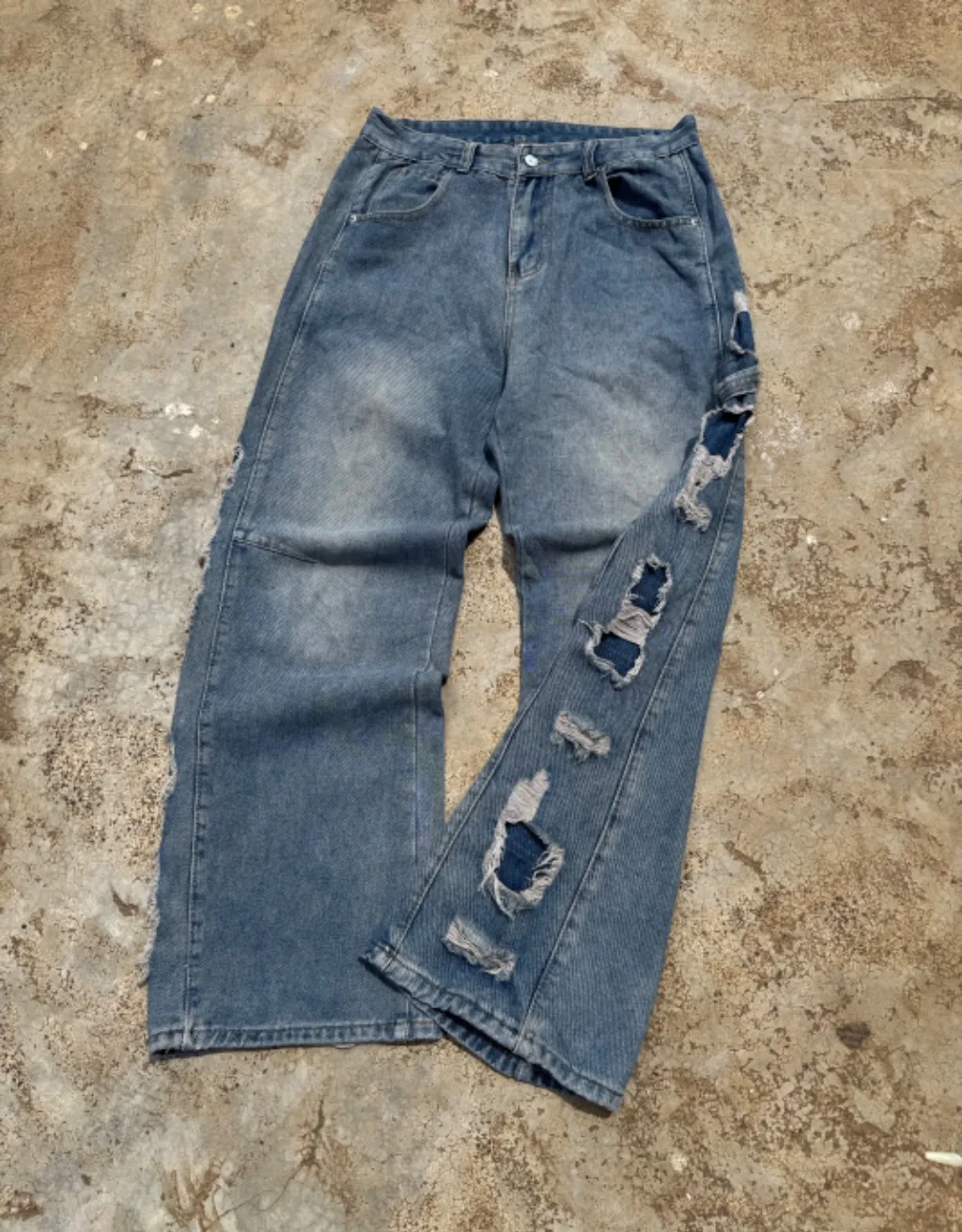 Vintage Distressed Carpenter Wide Leg Jeans