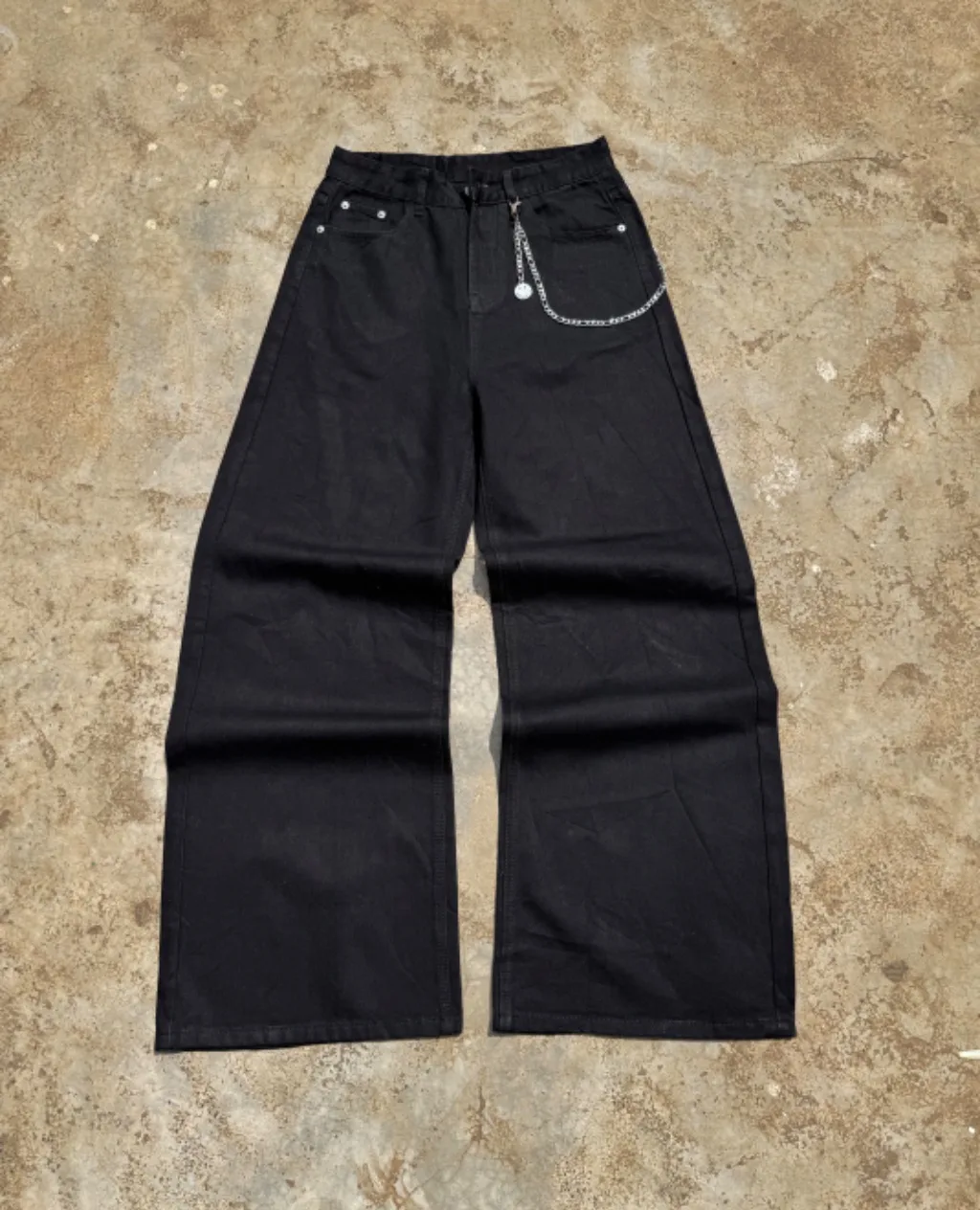 Jet Black Wide Leg Palazzo Jeans