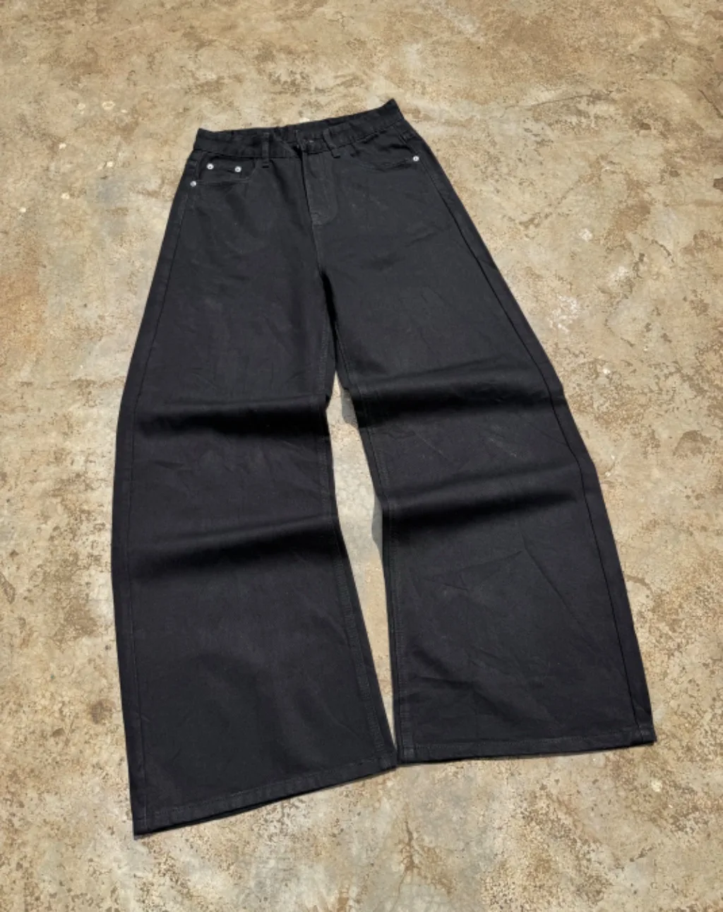 Jet Black Wide Leg Palazzo Jeans