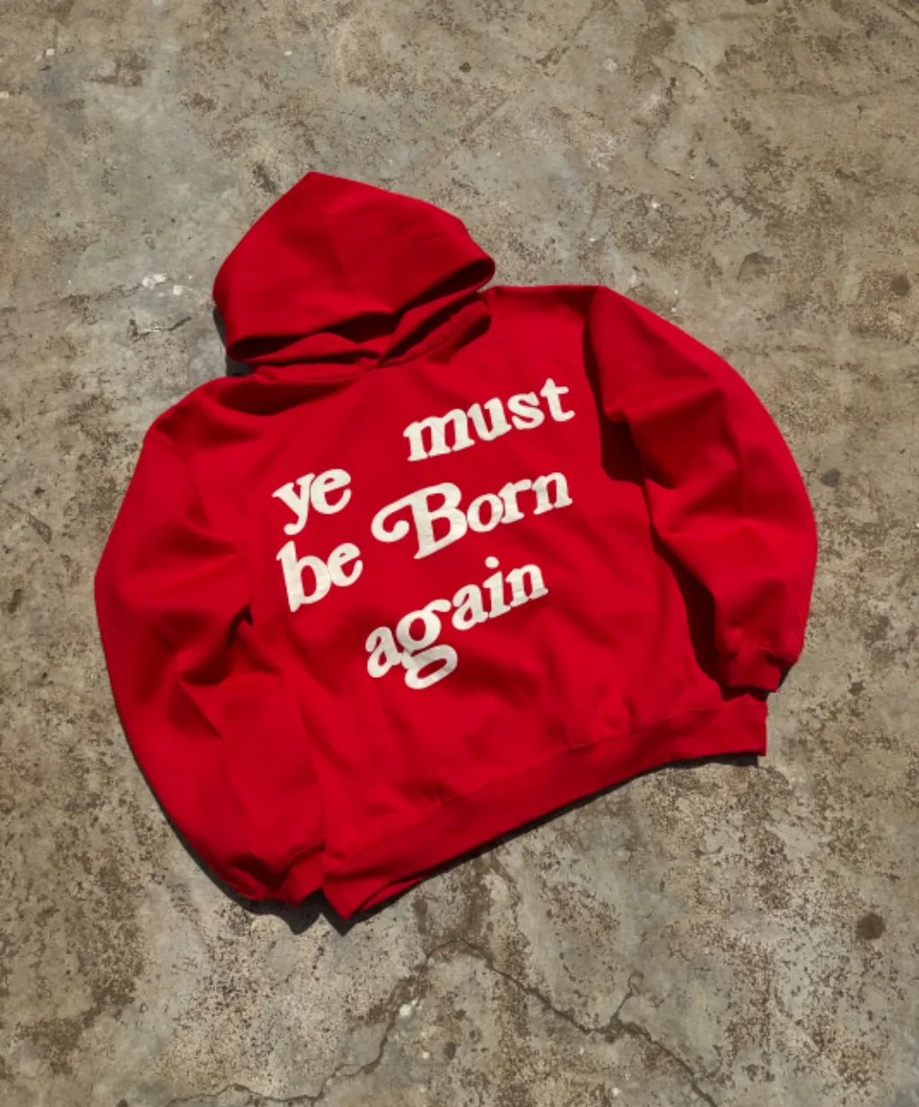 Vintage Red "ye must be Born again" Statement Hoodie Large