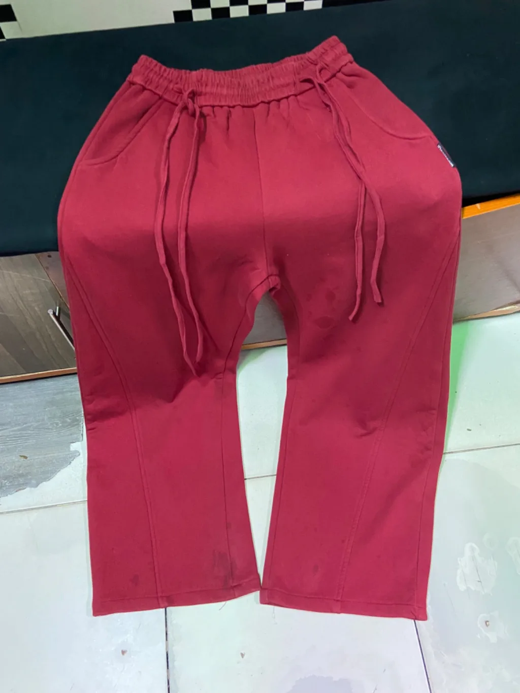 Y2K Flared Sweatpants | Crimson Red | Double Drawstring | Wide Leg