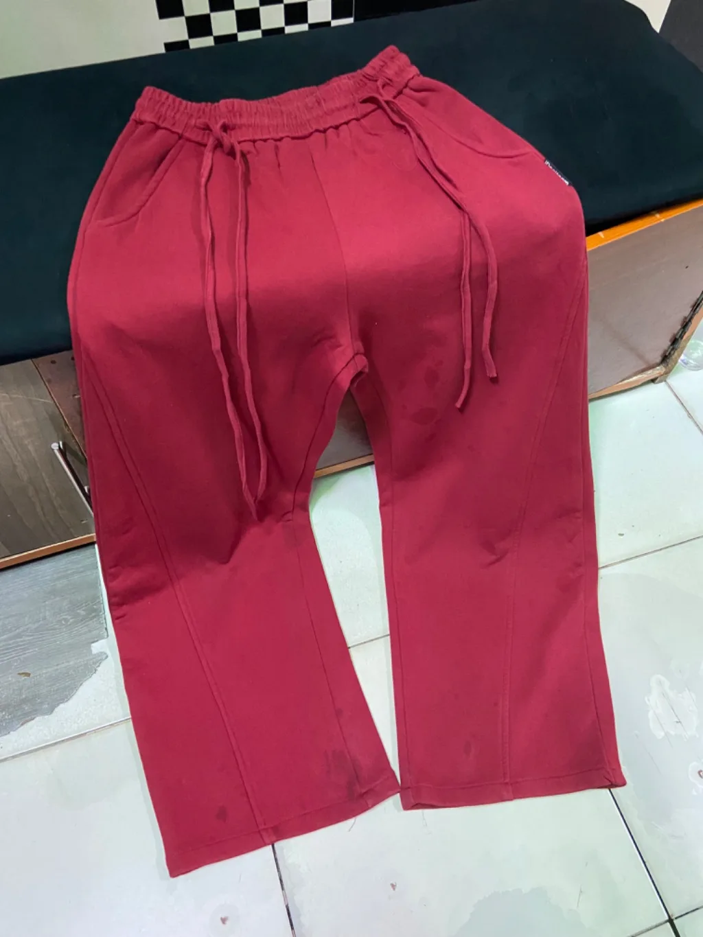 Y2K Flared Sweatpants | Crimson Red | Double Drawstring | Wide Leg