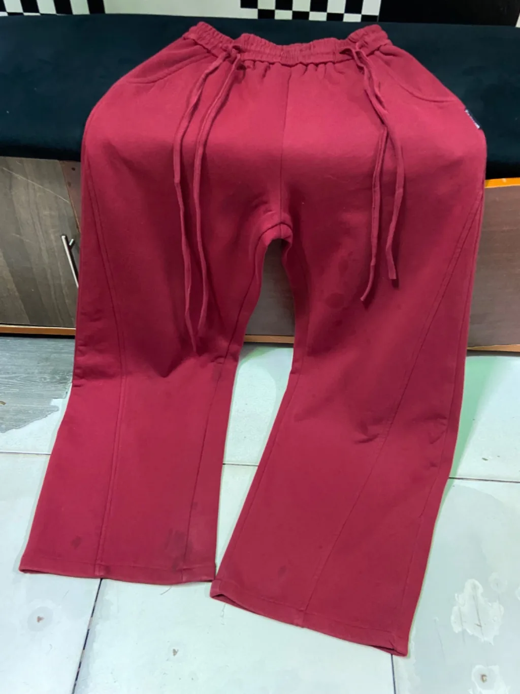 Y2K Flared Sweatpants | Crimson Red | Double Drawstring | Wide Leg