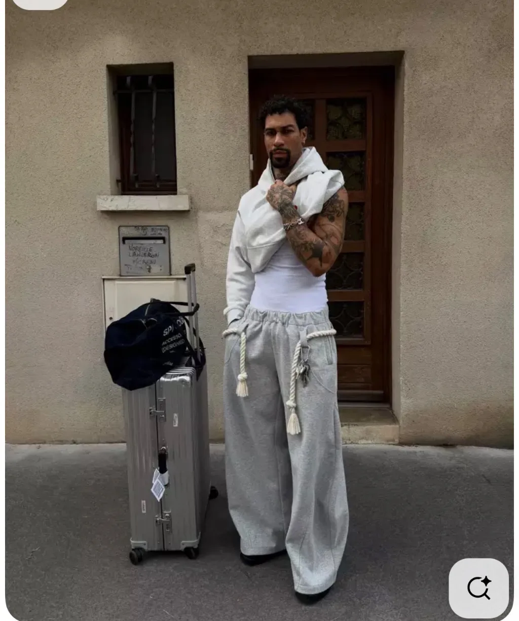 Oversized Barrel-Leg Sweatpants in Heather Grey