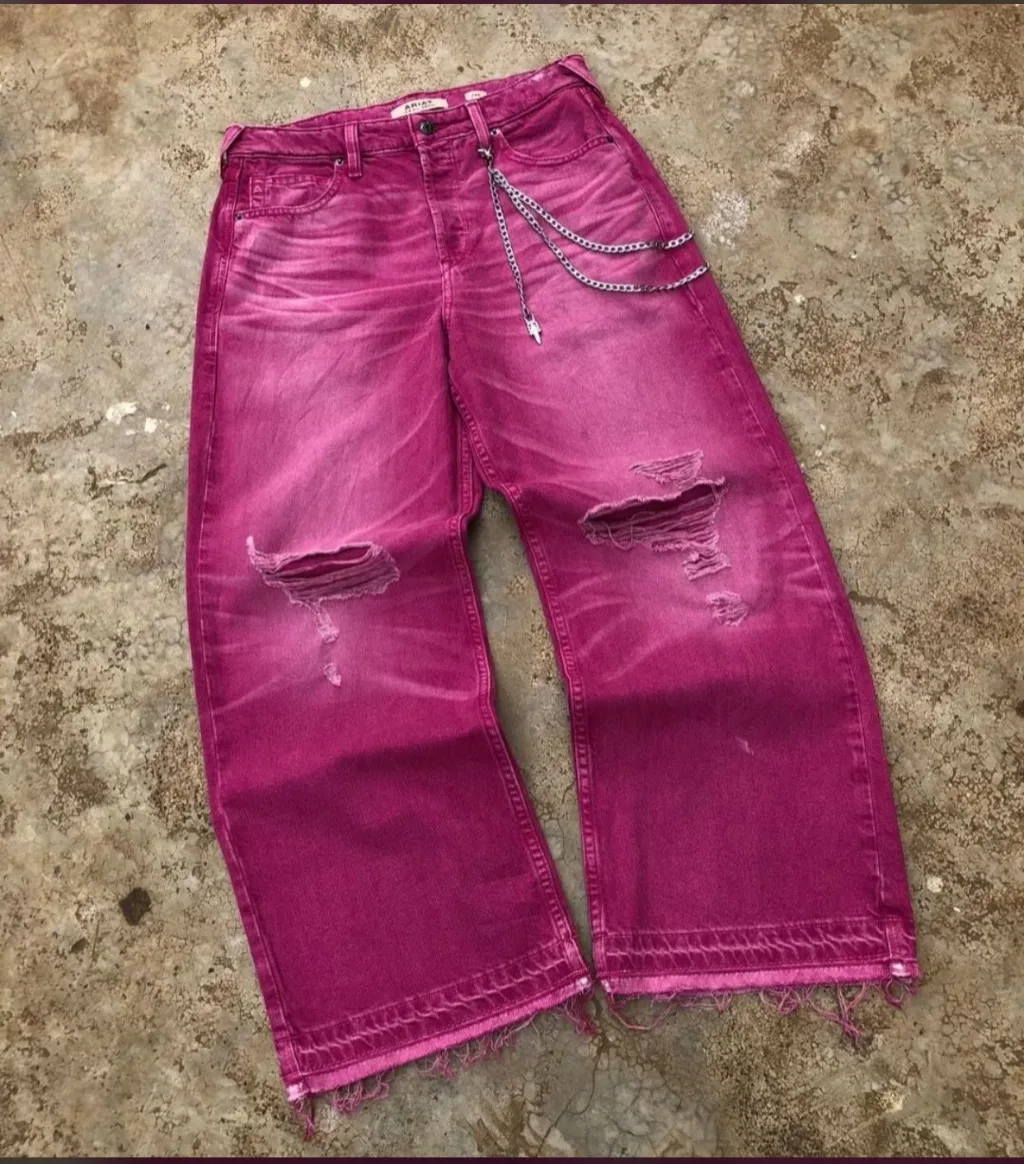 Ariat Wide-Leg Jeans in Magenta Pink