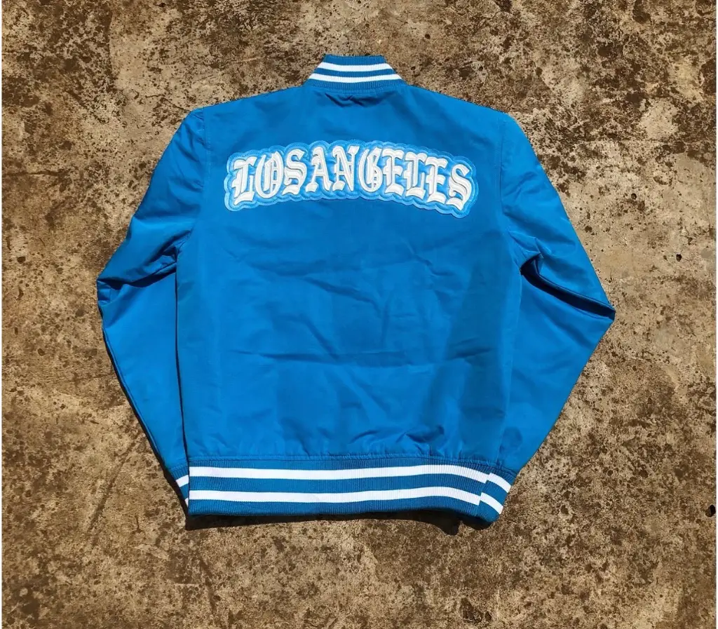 LA Two-Tone Satin Varsity Bomber Jacket