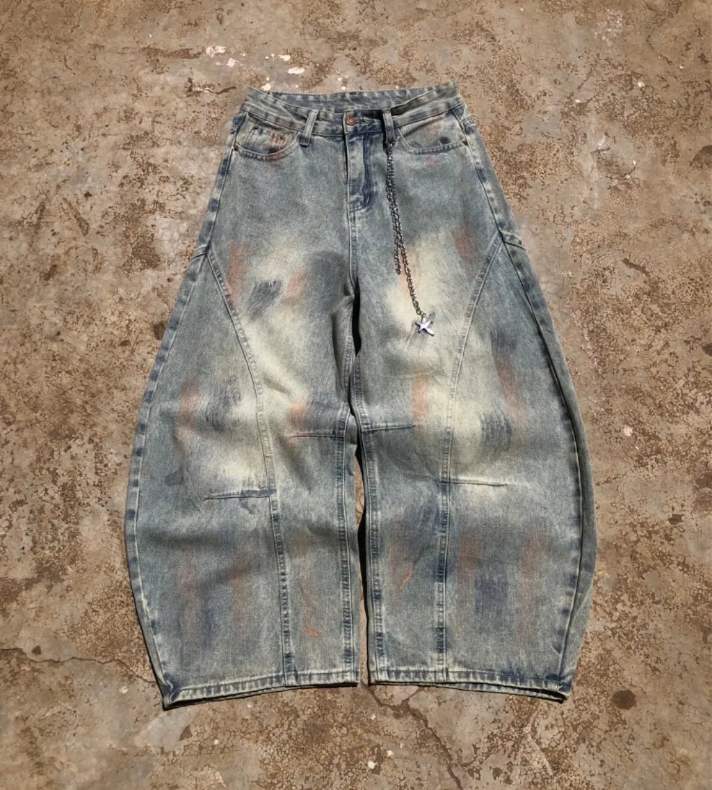 Chain Balloon Denim Jeans W26 - Distressed Star Chain