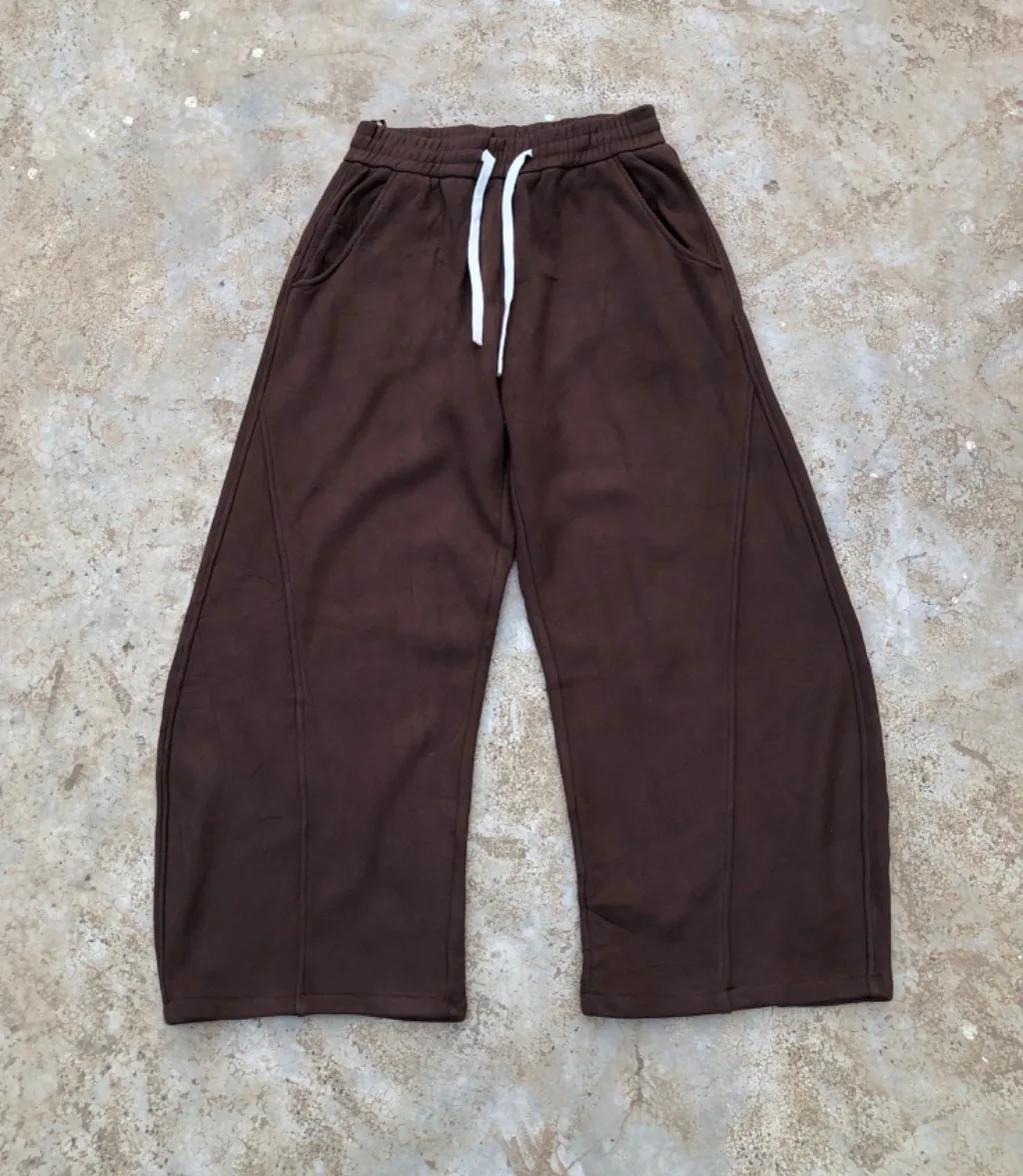 CHOCOLATE SWEATPANTS 🤎 Wide leg | Panel stitching | Elastic waist