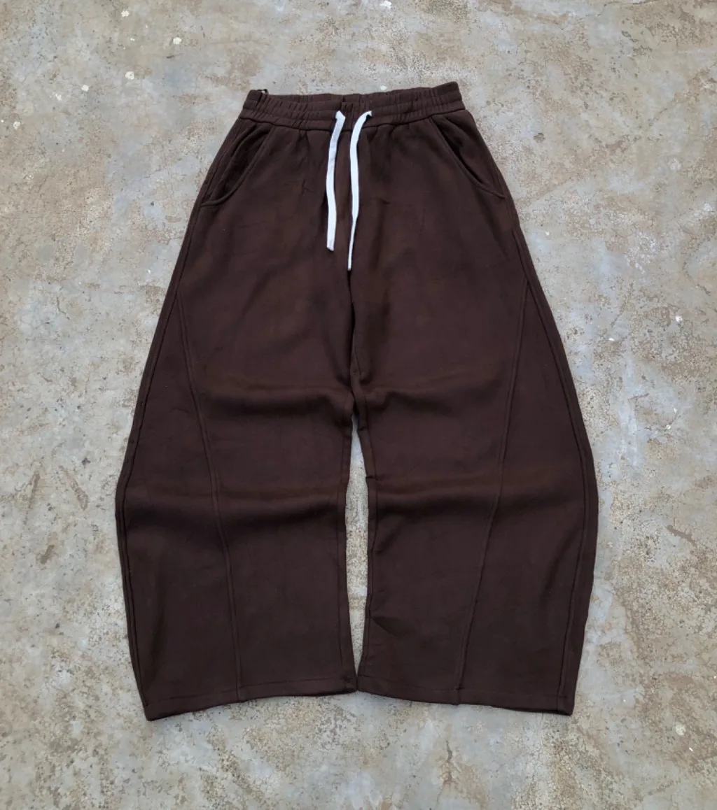 CHOCOLATE SWEATPANTS 🤎 Wide leg | Panel stitching | Elastic waist