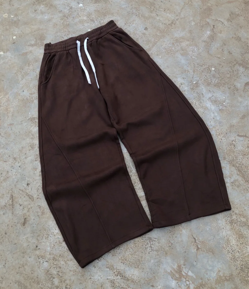 CHOCOLATE SWEATPANTS 🤎 Wide leg | Panel stitching | Elastic waist
