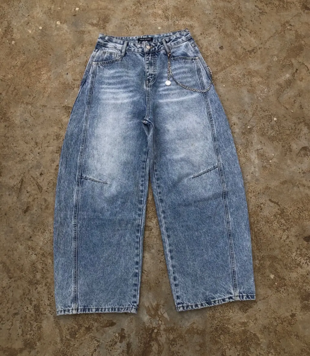 ACID WASH CHAIN JEANS 💎 Balloon cut | Y2K wash | Chain detail