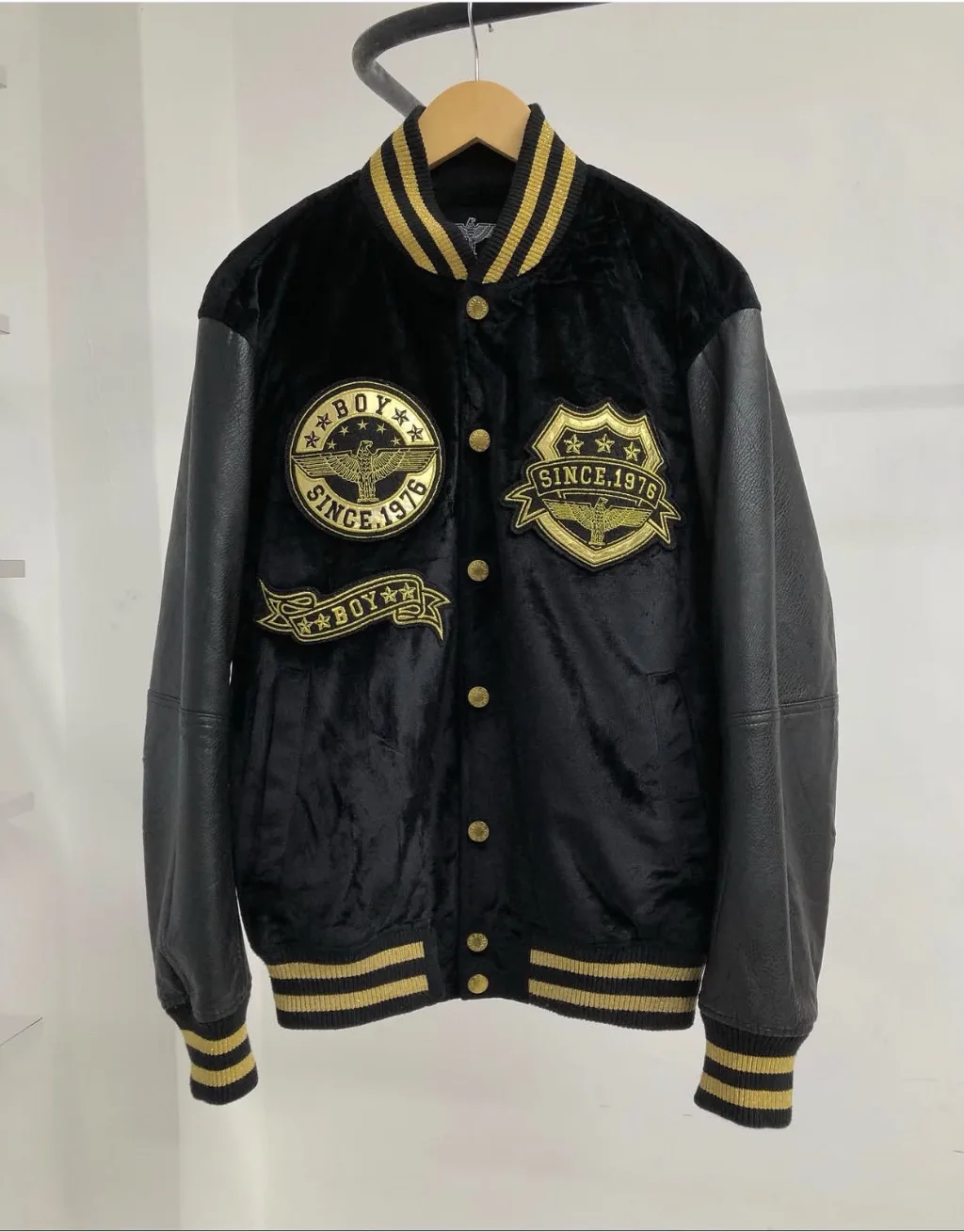 BOY LONDON VARSITY JACKET 👑 Velvet body | Leather sleeves | Gold embroidery
