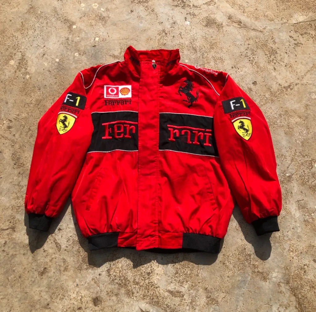 Vintage Red Racing Jacket - Size Large - Embroidered Patches