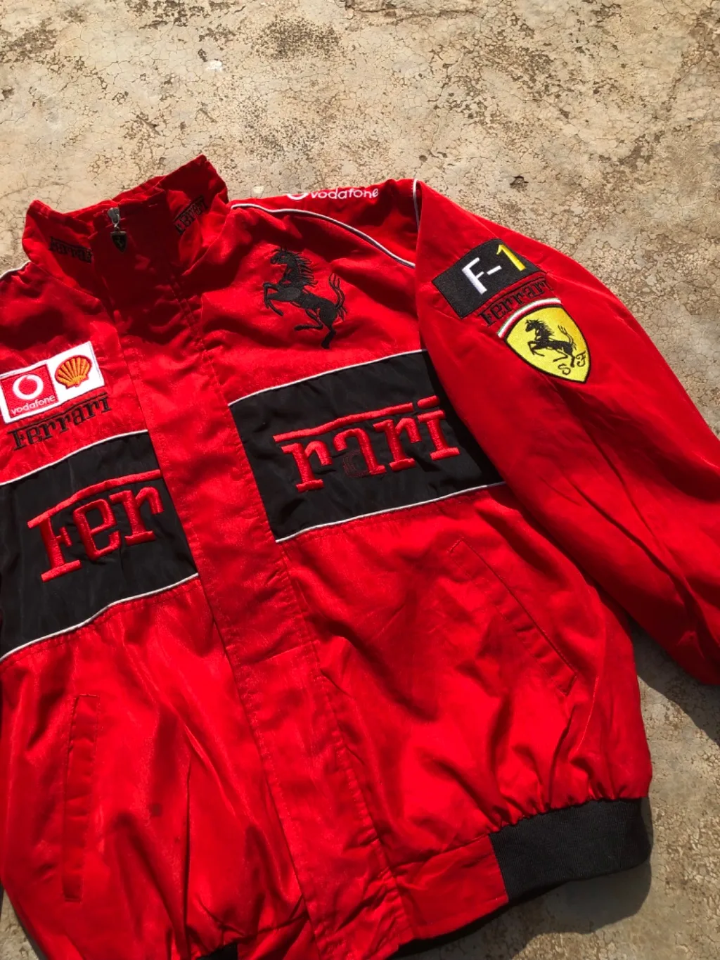 Vintage Red Racing Jacket - Size Large - Embroidered Patches