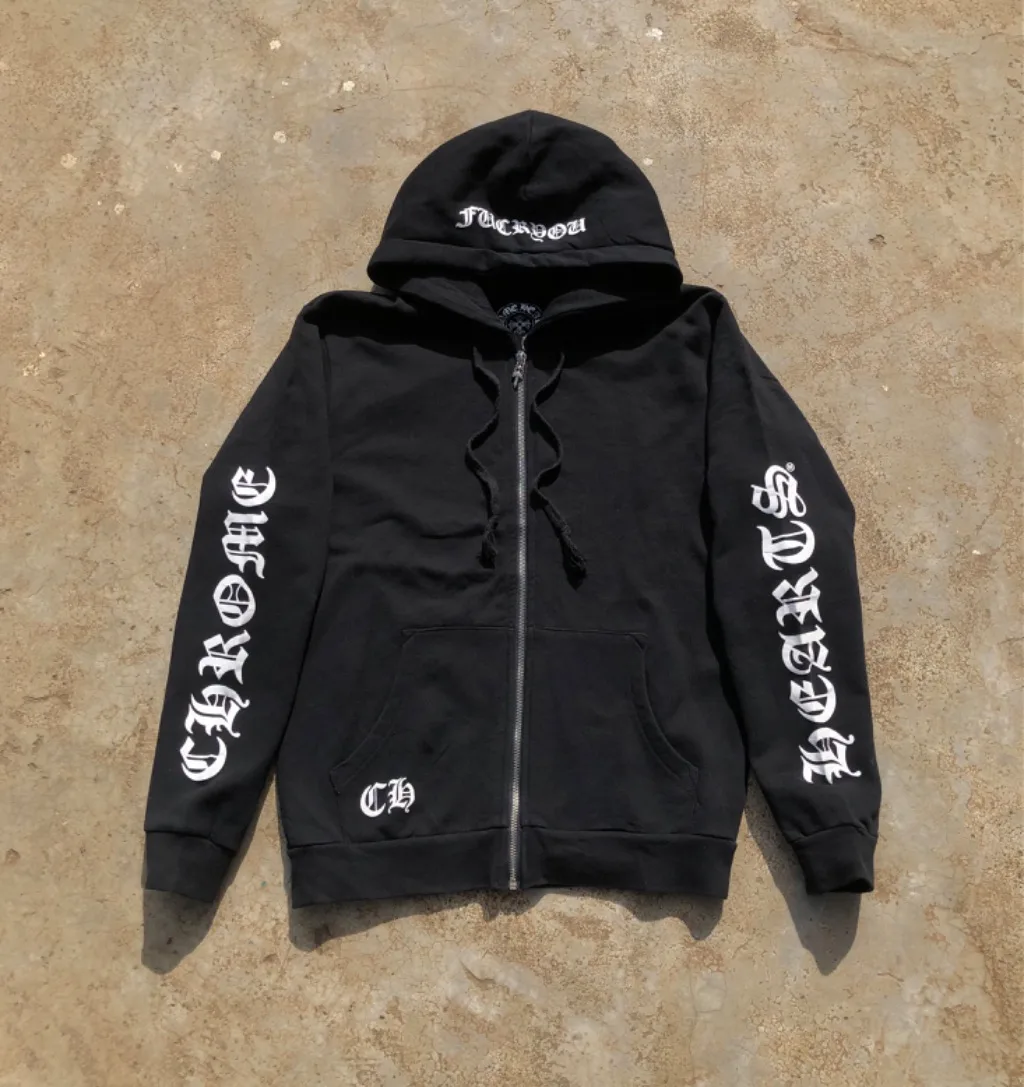 Vintage Black Gothic Zip Hoodie