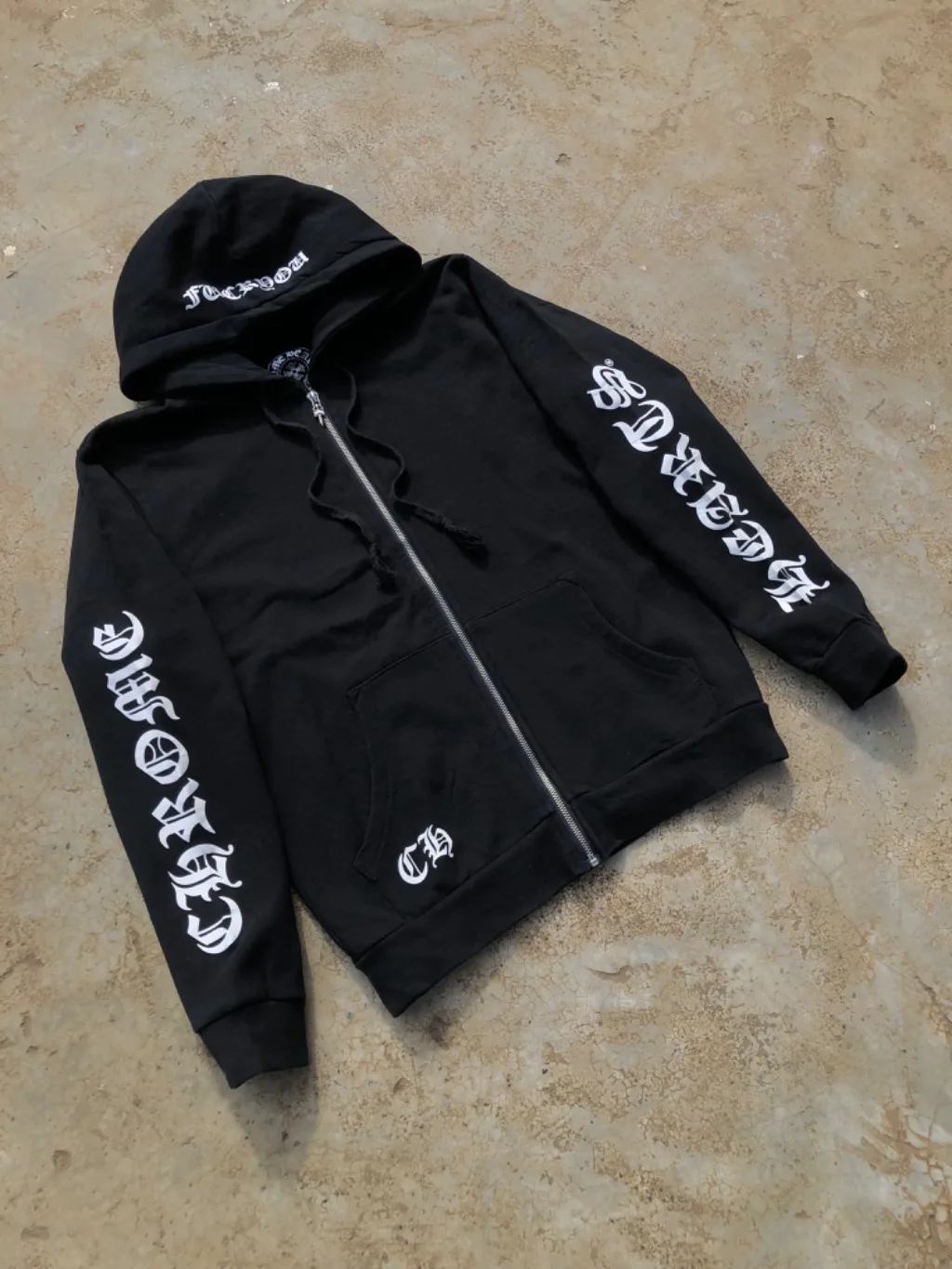 Vintage Black Gothic Zip Hoodie