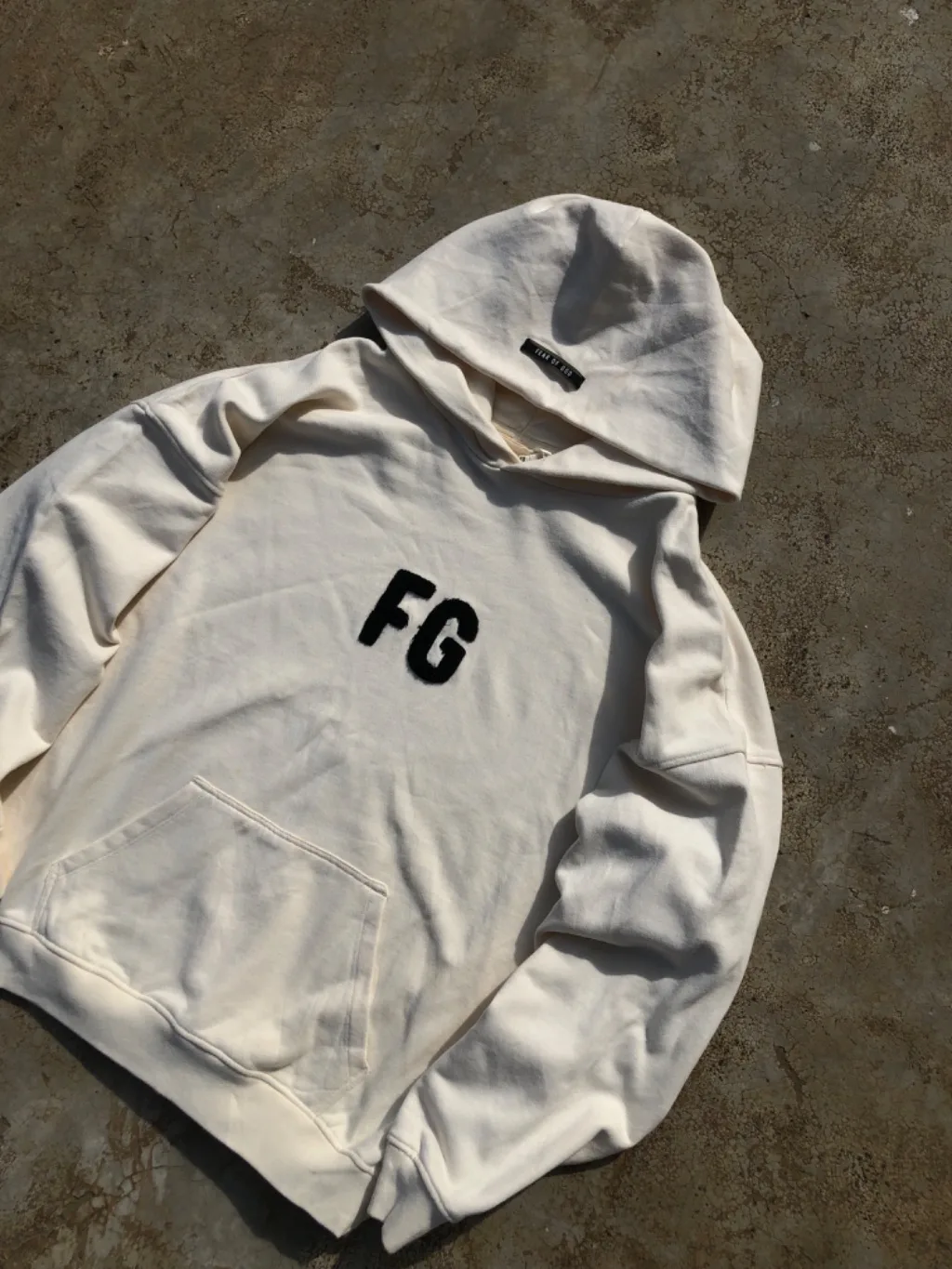 Vintage Cream Minimal FG Print Hoodie