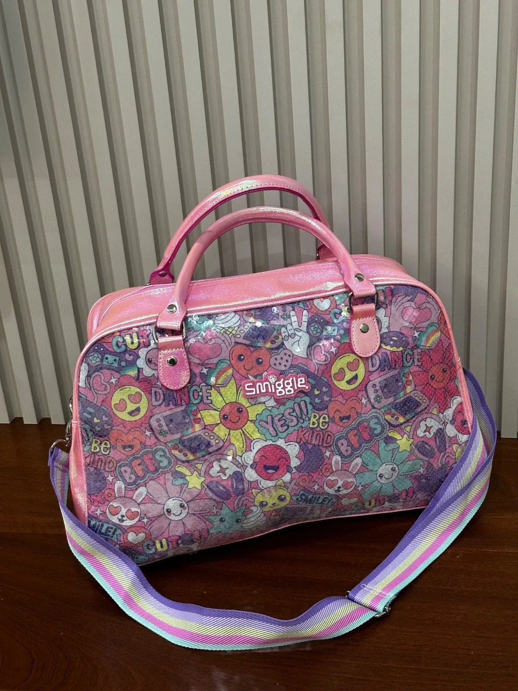 Smiggle Pink Holographic Weekender Bag