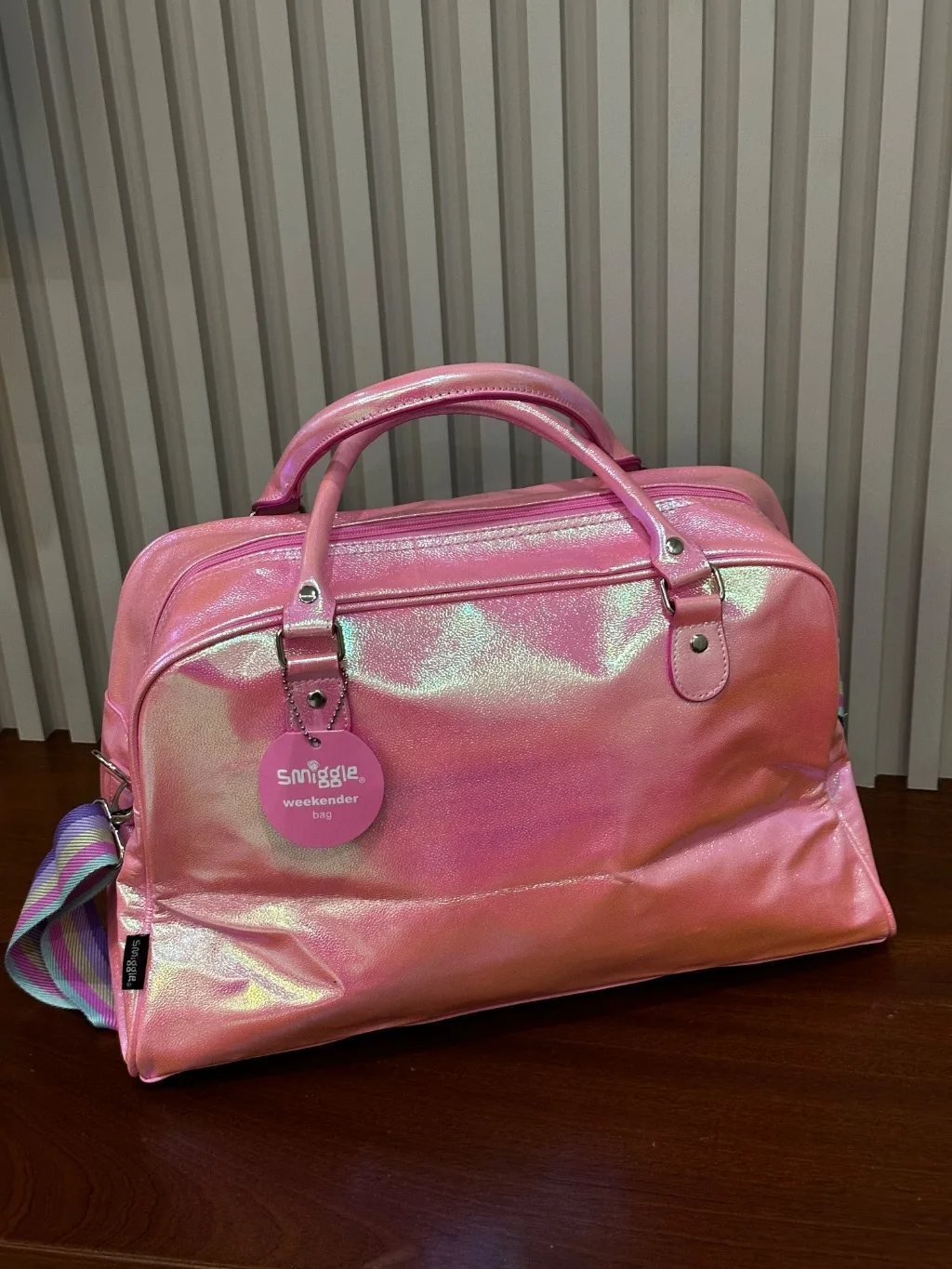 Smiggle Pink Holographic Weekender Bag