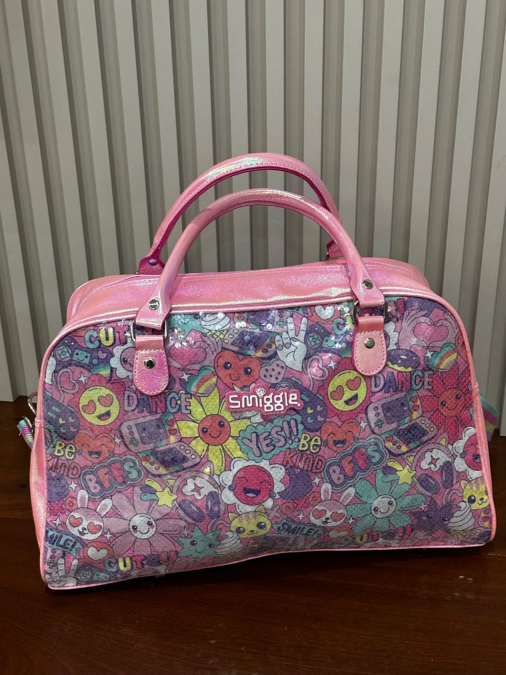 Smiggle Pink Holographic Weekender Bag