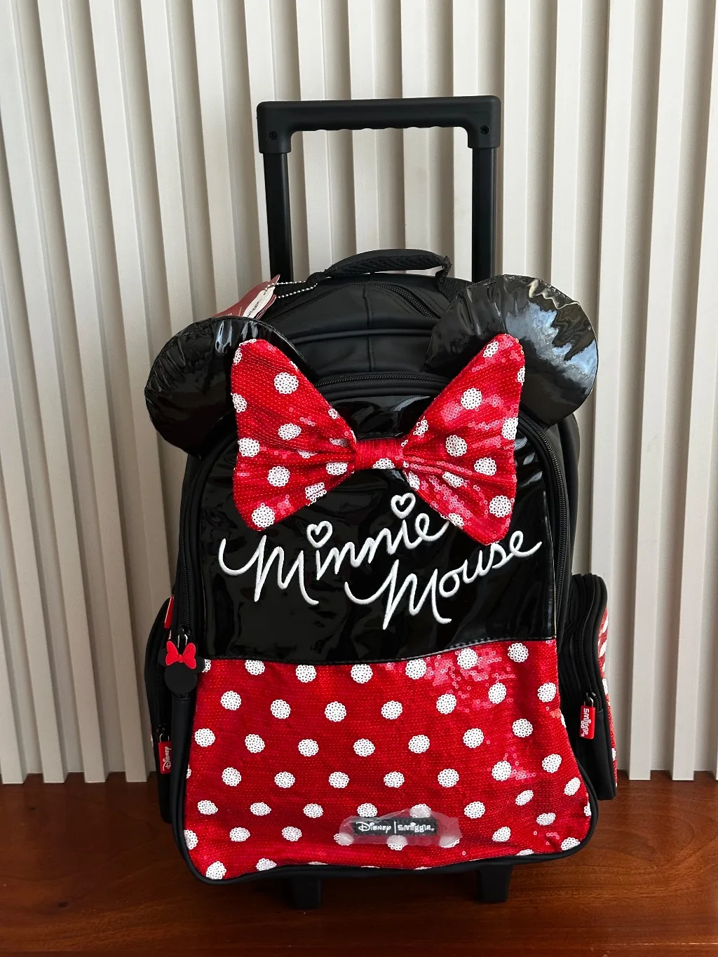Disney Minnie Mouse Sequin Bow Light-Up Wheel Trolley Bag