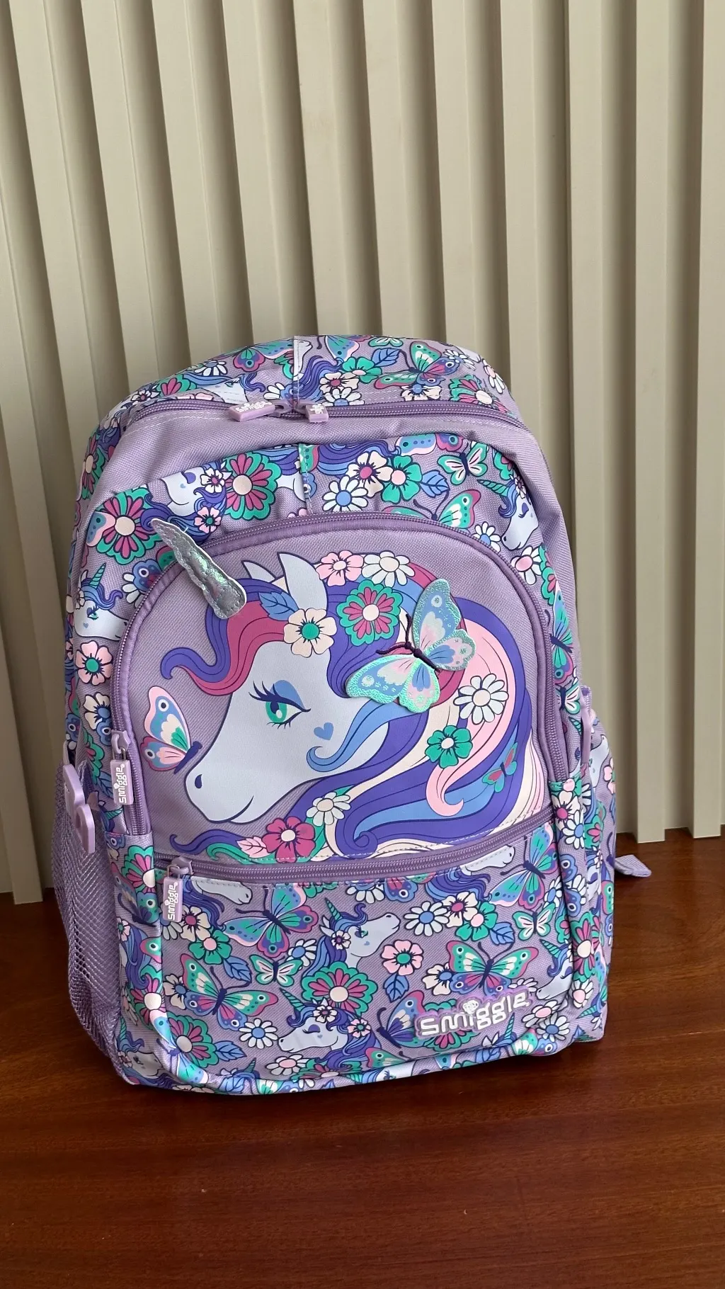 Kids purple Unicorn Floral backpack