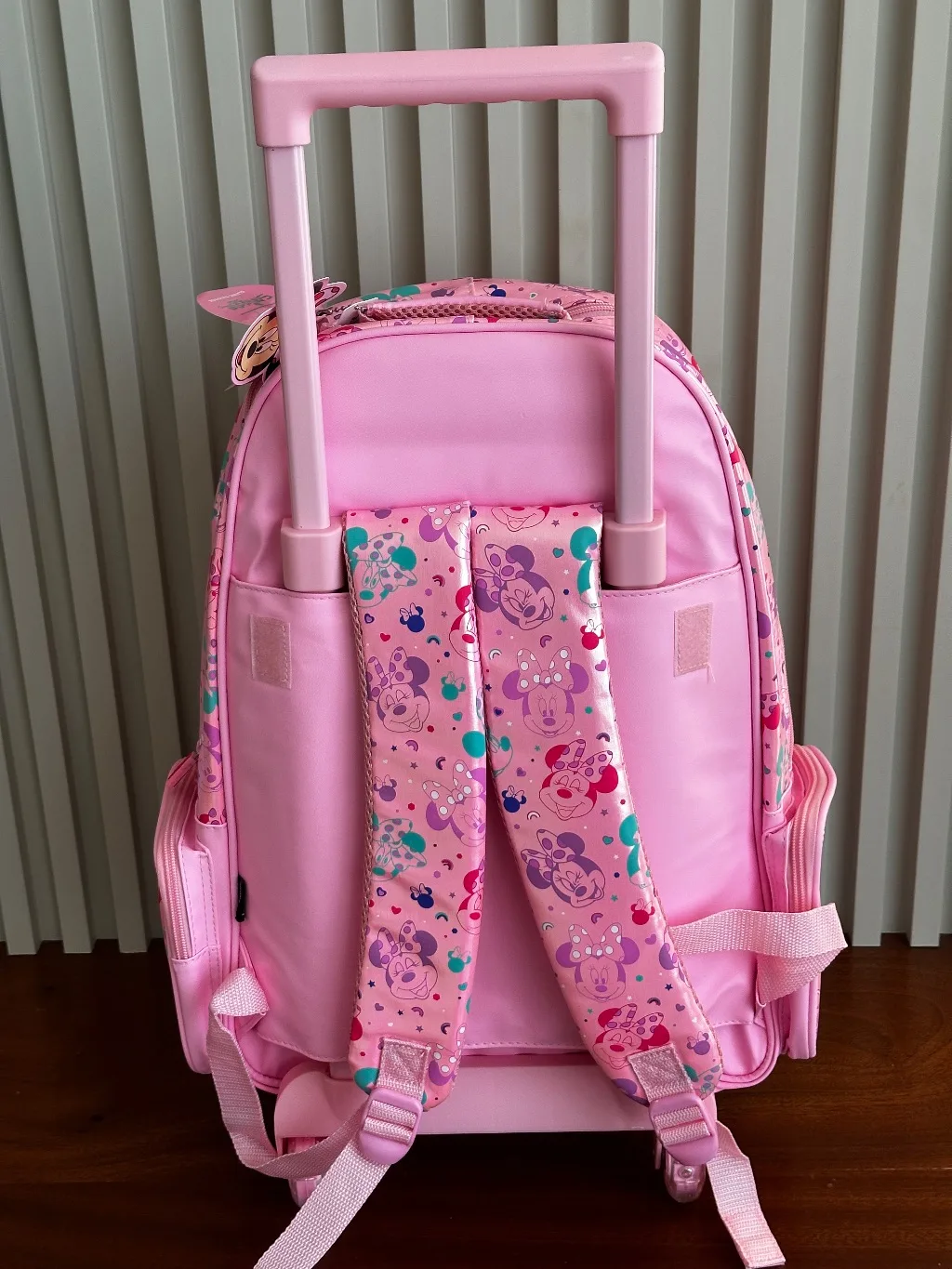 Disney Minnie Mouse Pink Glitter Bow Light-Up Wheel Trolley Bag