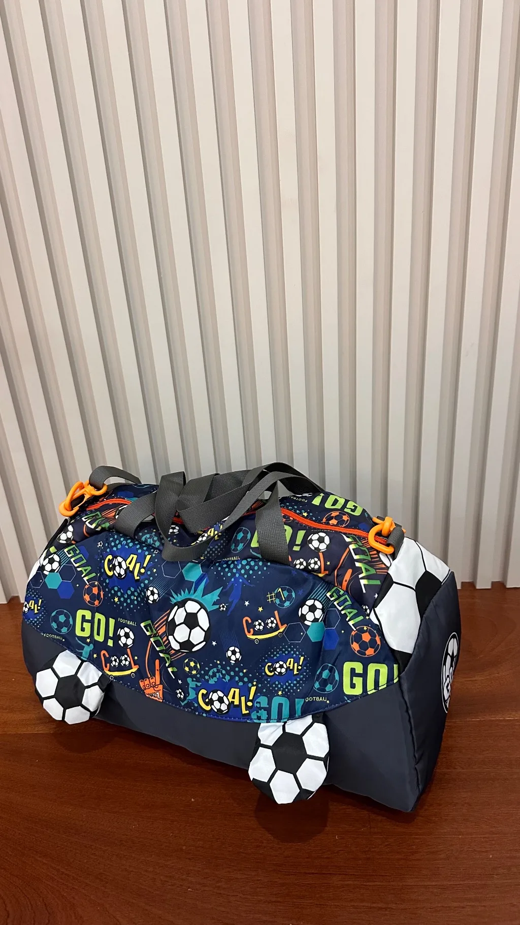football themed duffle bag (grey straps)