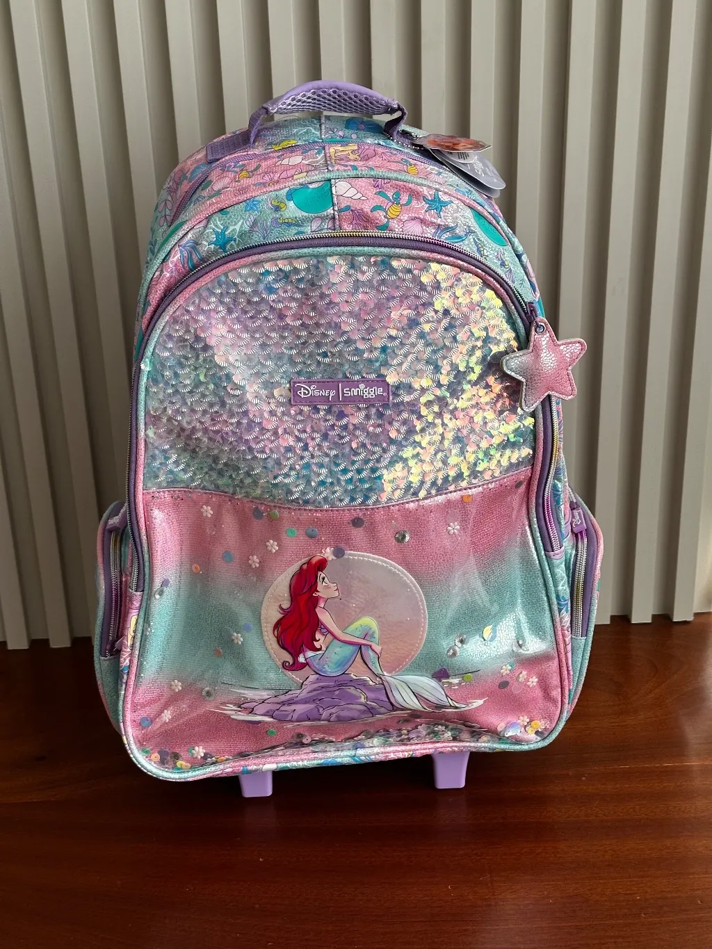 Disney Ariel Mermaid Shimmer Light-Up Wheel Trolley Bag