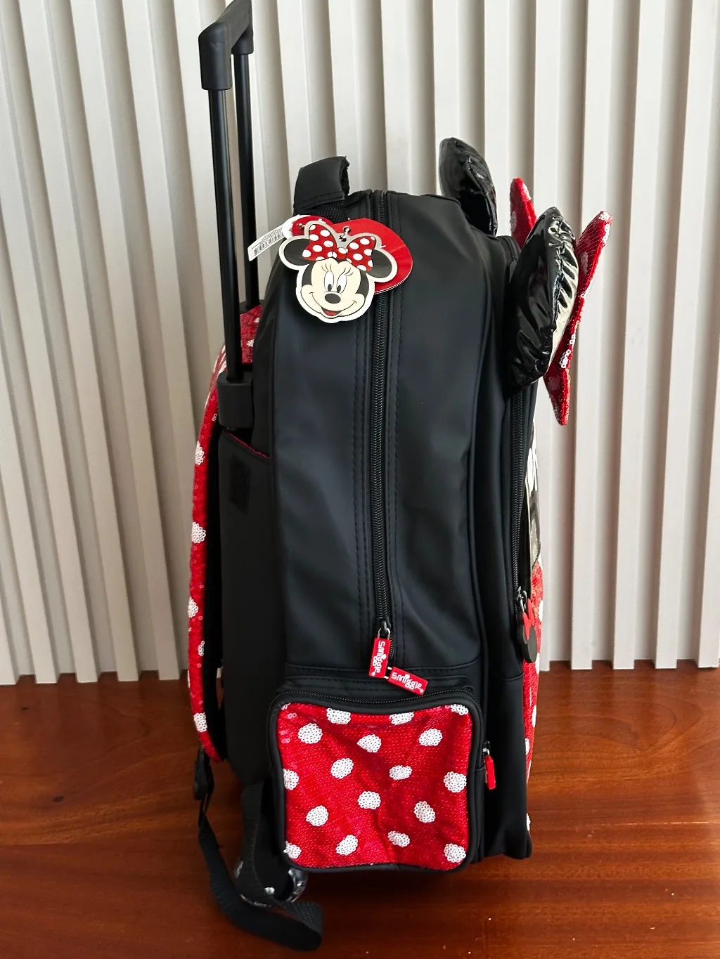 Disney Minnie Mouse Sequin Bow Light-Up Wheel Trolley Bag