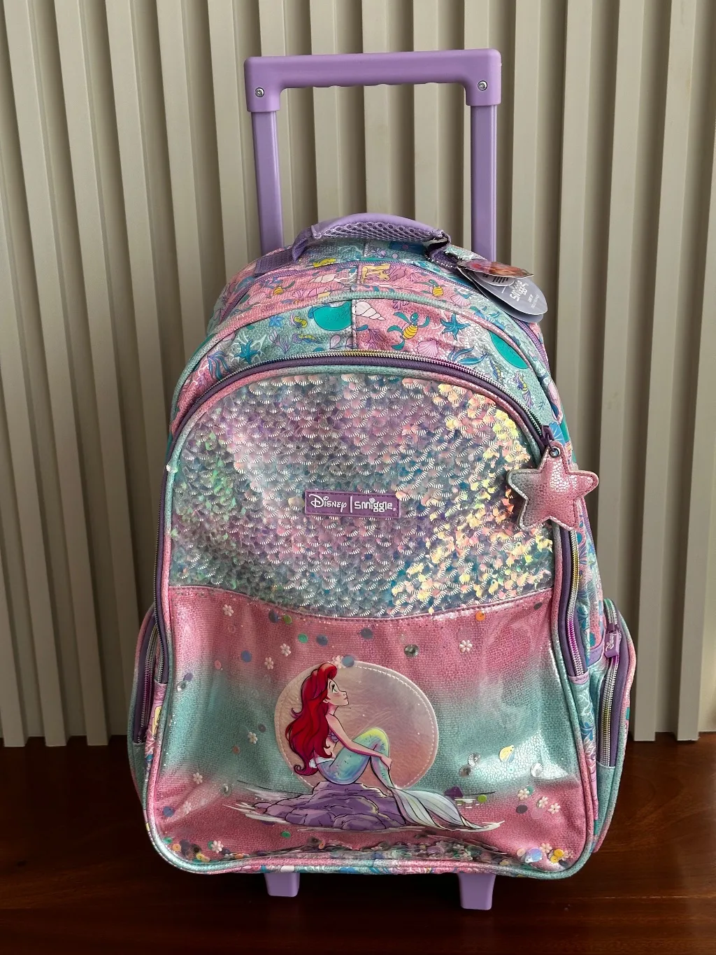 Disney Ariel Mermaid Shimmer Light-Up Wheel Trolley Bag