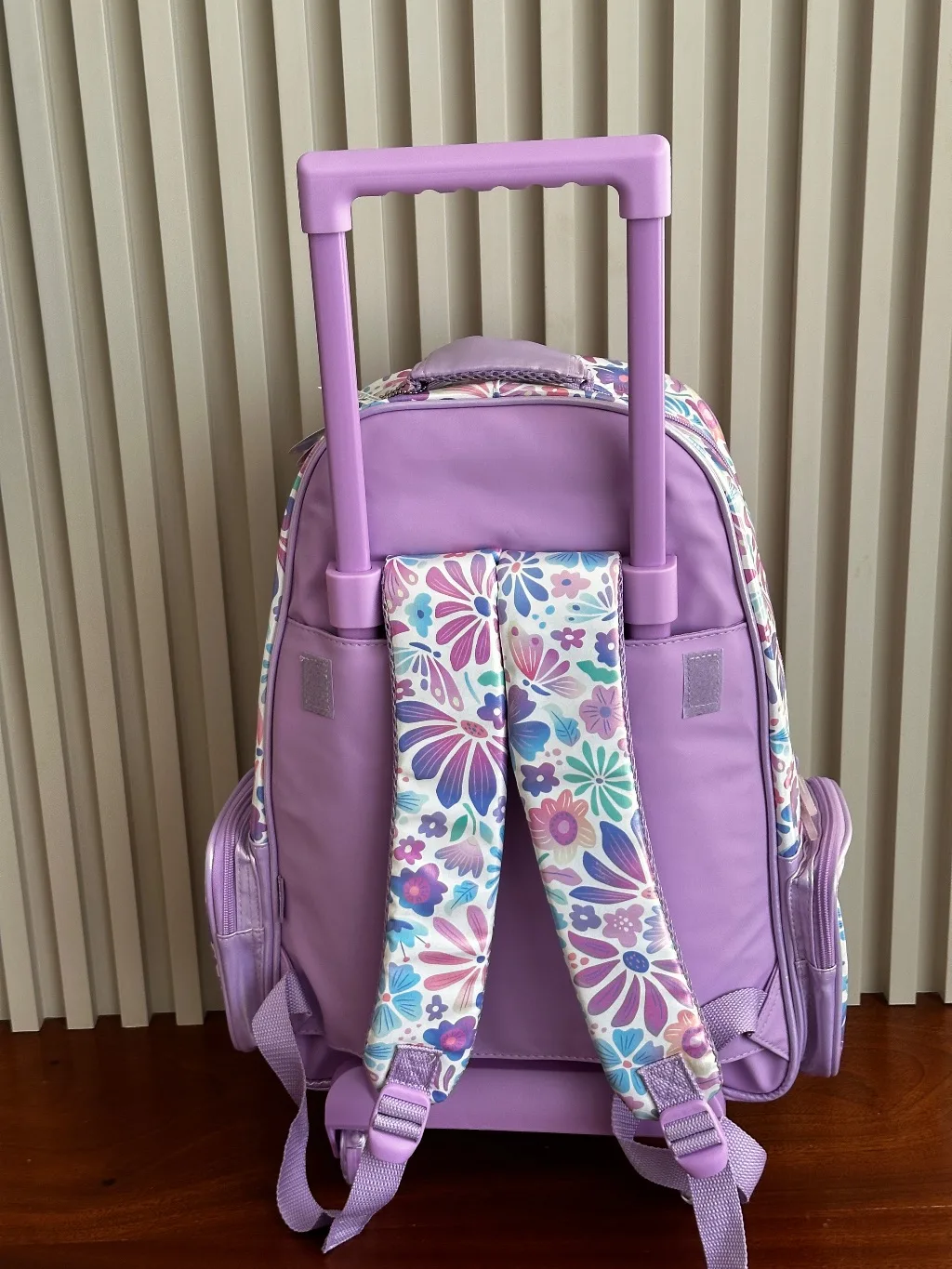 Pastel Floral Reversible Sequin Light-Up Wheel Trolley Bag