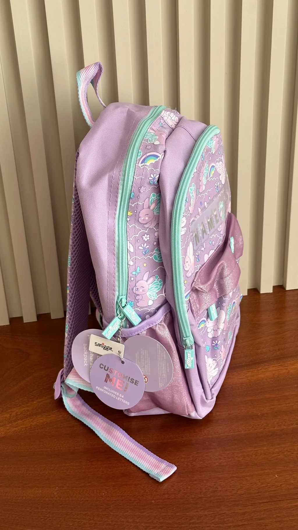 Preschooler smiggle bunny themed bag