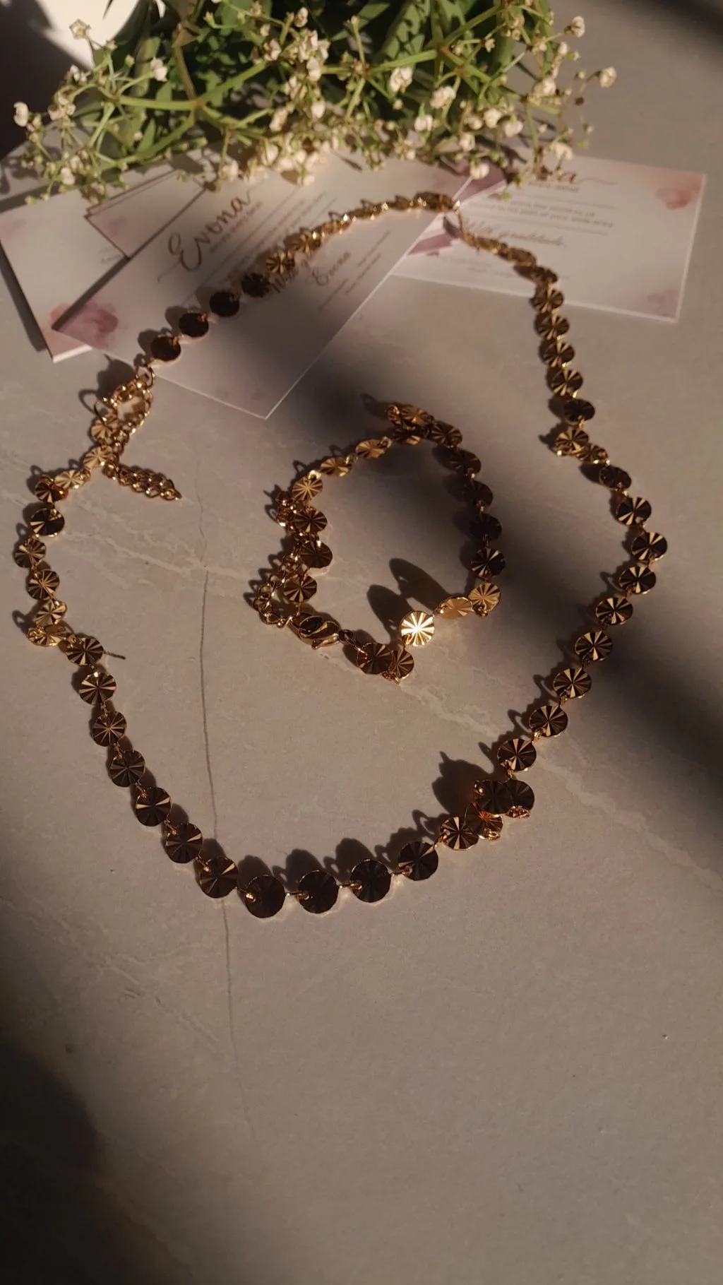 The Aster Set (starburst disc necklace + bracelet)