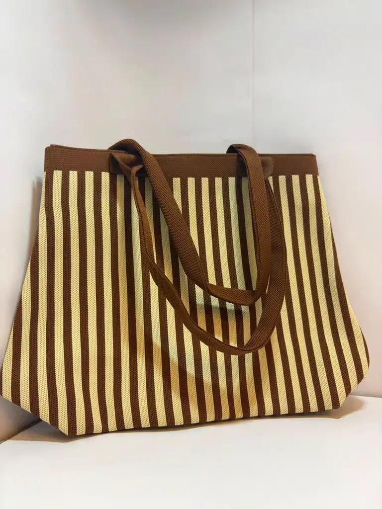 JoyandCo Tote bag { stripped Brown}