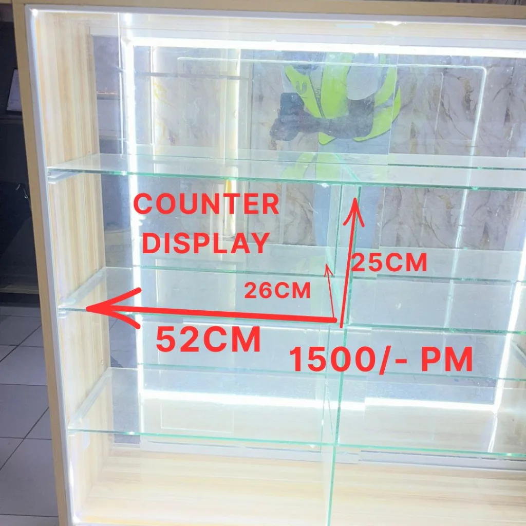 Glass Counter Display Shelf