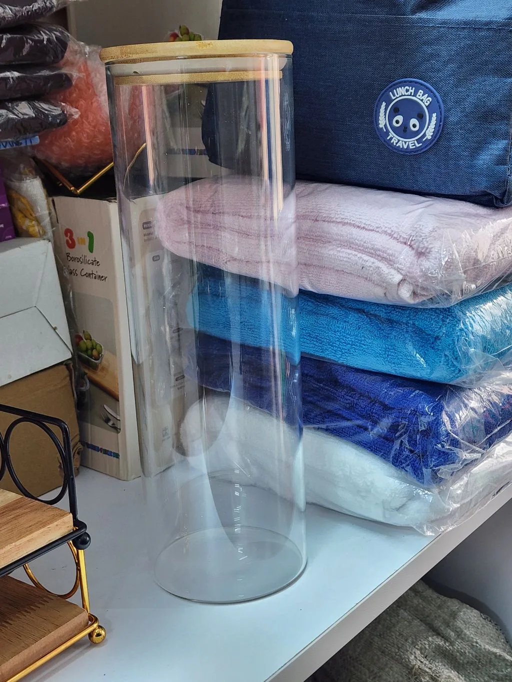 Sphagetti glass jar with bamboo lid