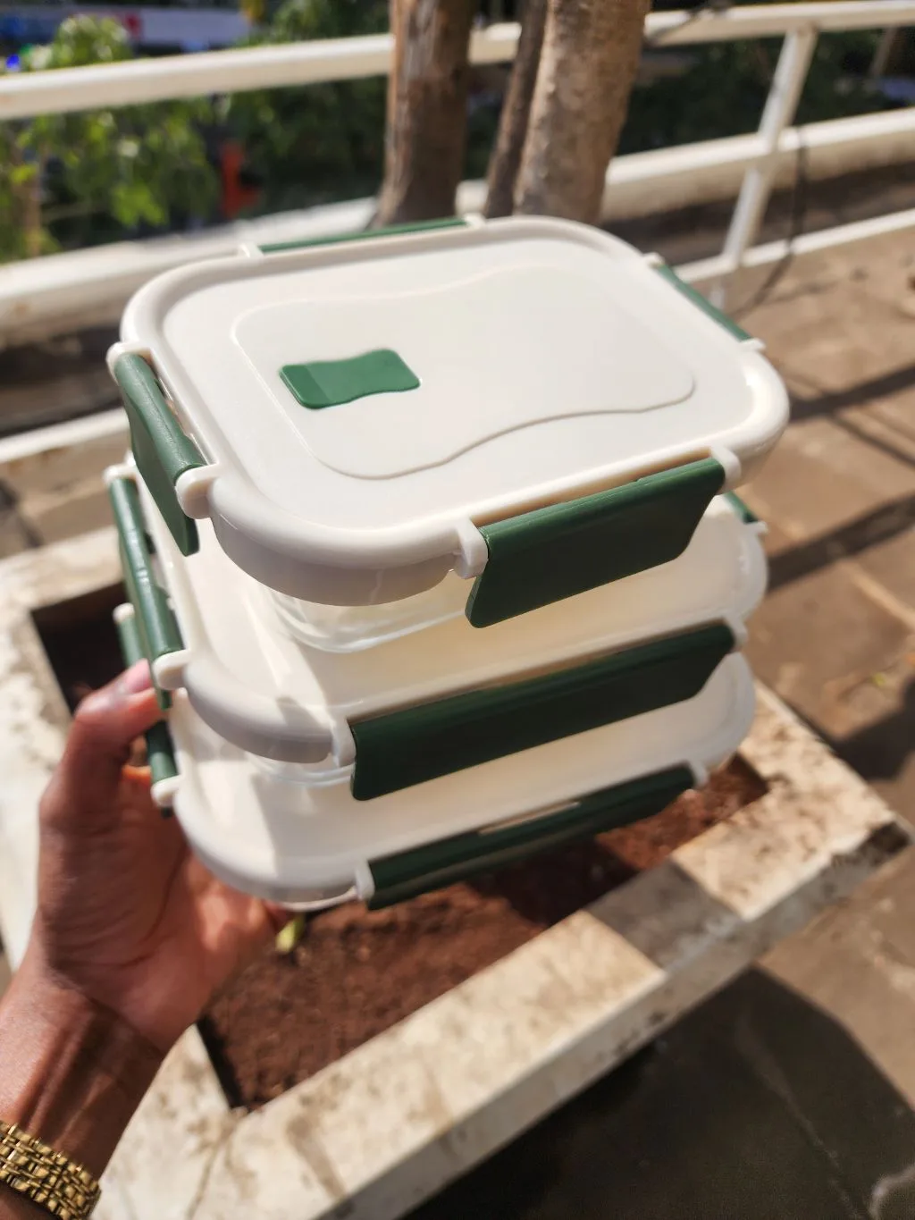 Glass snack lunch box set