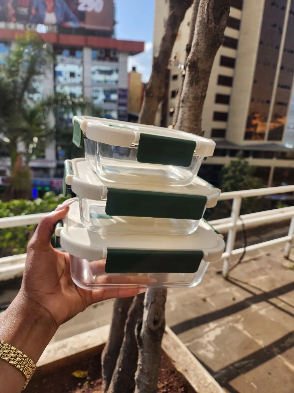 Glass snack lunch box set